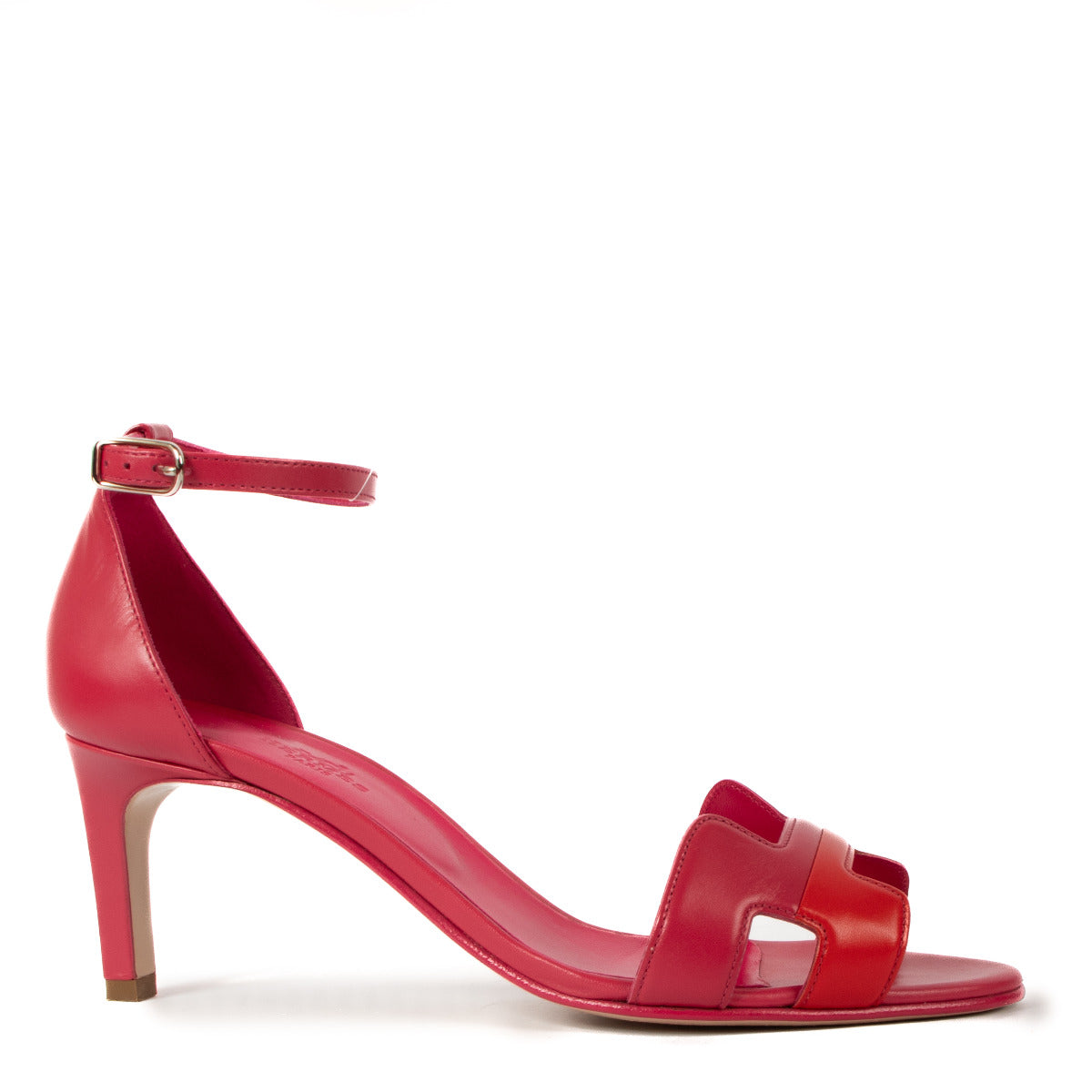 Hermès Pink/Red Leather Premiere Ankle Strap Sandals - size 39