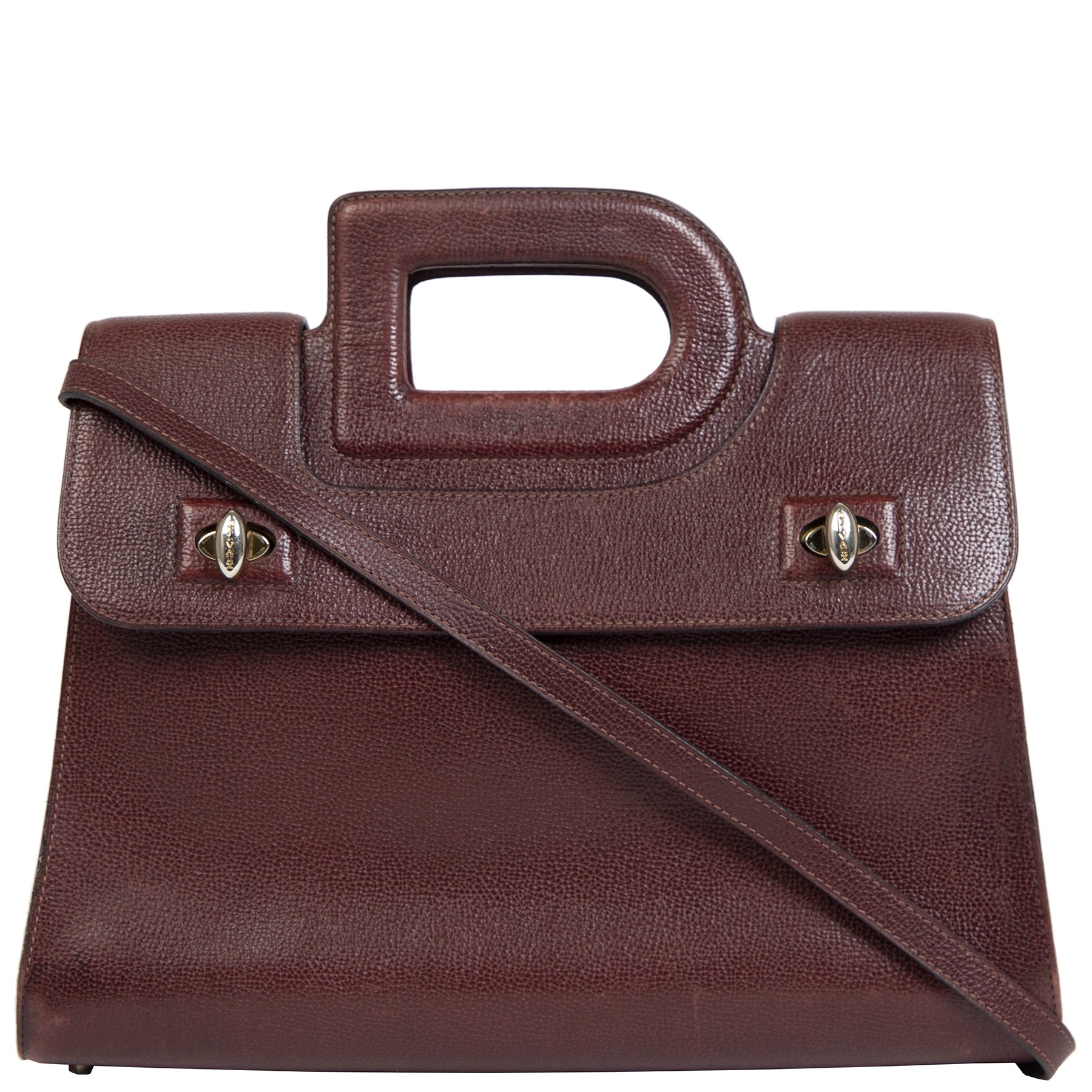Authentieke Tweedehands Delvaux Burgundy D Handle Bag juiste prijs veilig online shoppen luxe merken webshop winkelen Antwerpen België mode fashion
