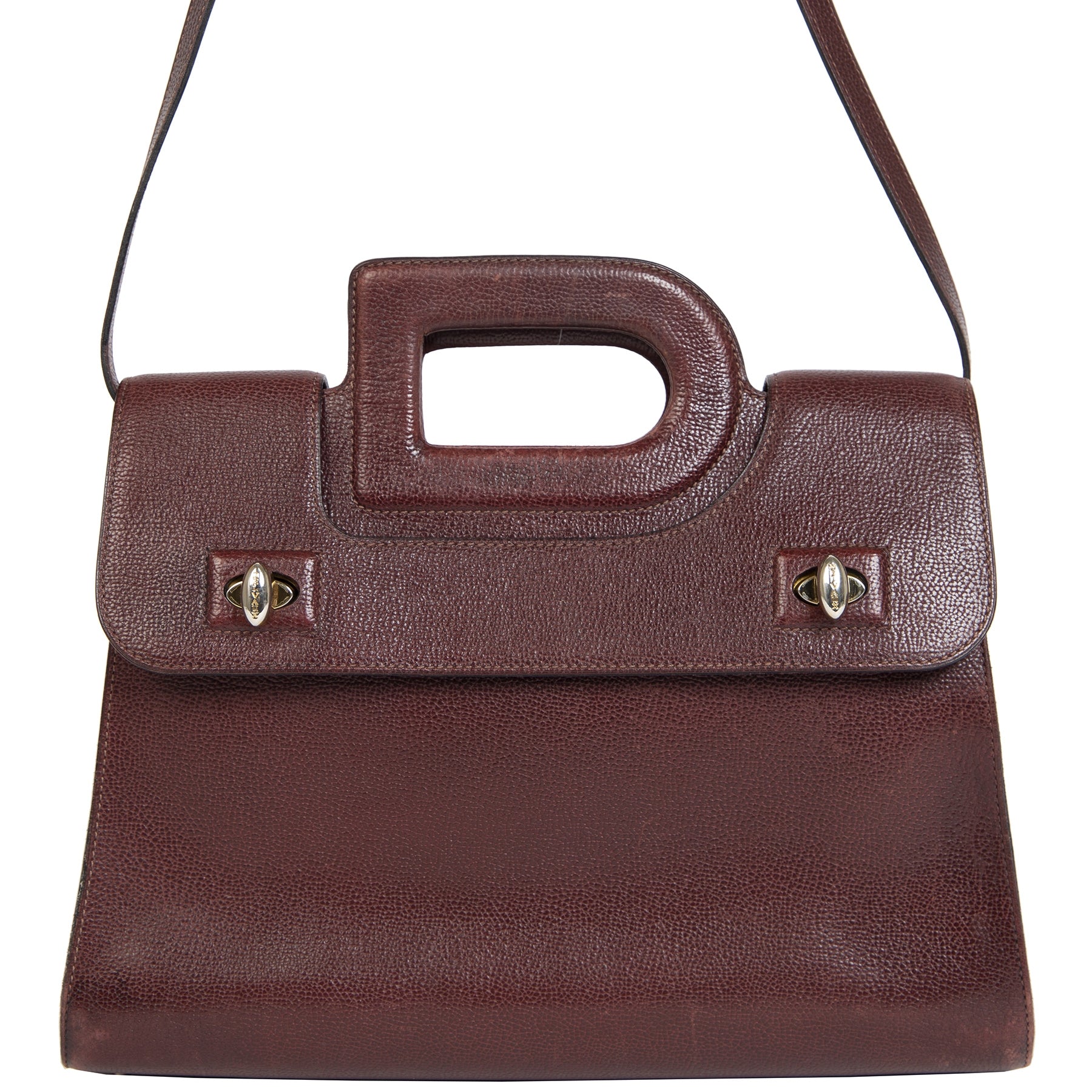 Authentieke Tweedehands Delvaux Burgundy D Handle Bag juiste prijs veilig online shoppen luxe merken webshop winkelen Antwerpen België mode fashion