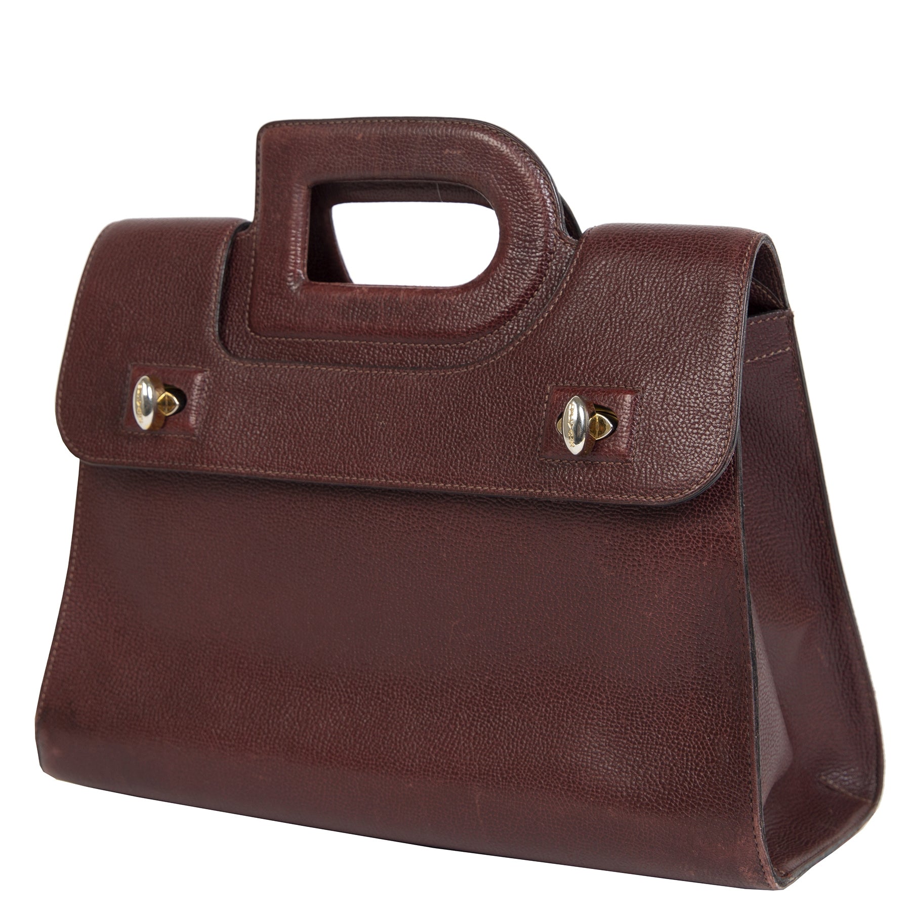 Authentieke Tweedehands Delvaux Burgundy D Handle Bag juiste prijs veilig online shoppen luxe merken webshop winkelen Antwerpen België mode fashion