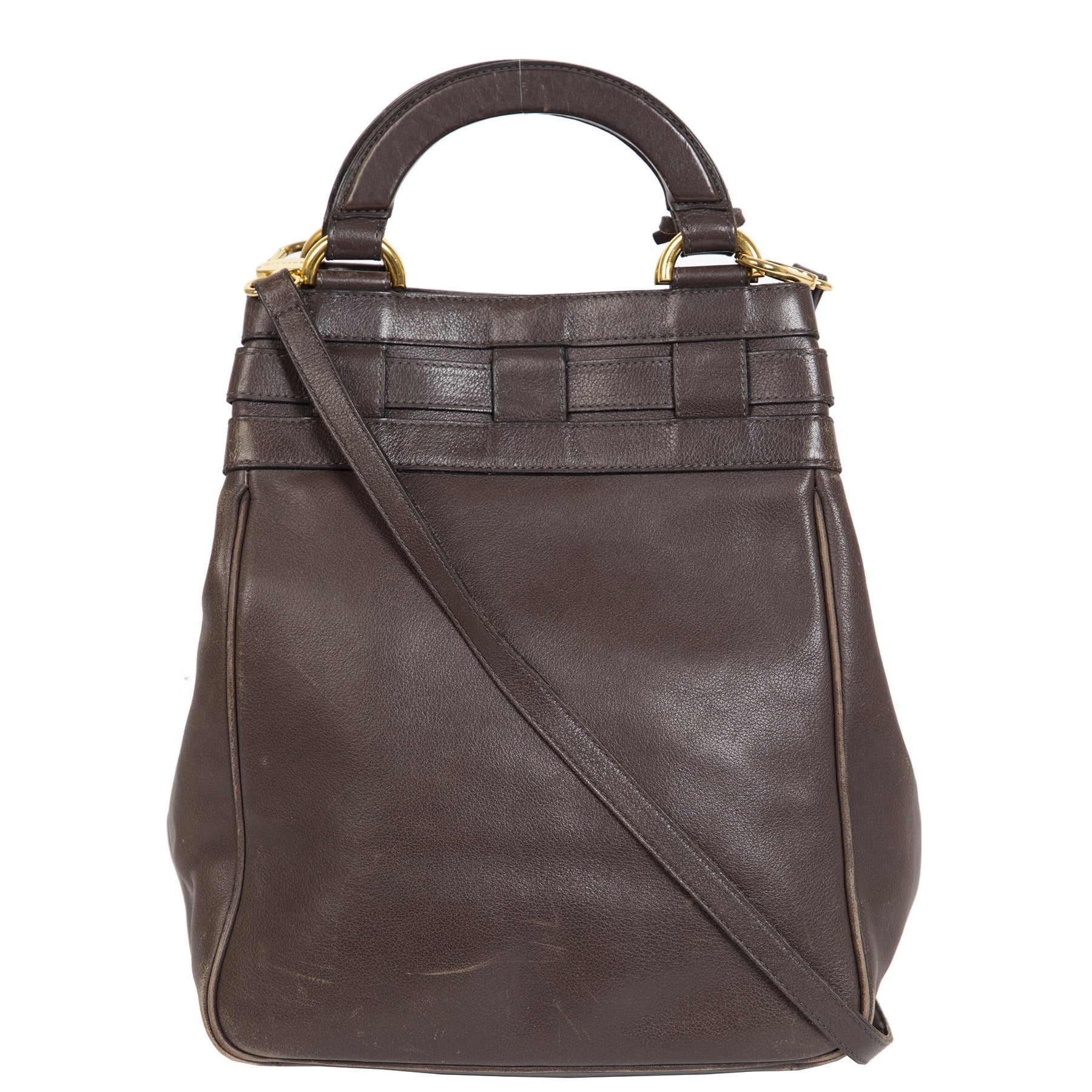 Authentieke Tweedehands Delvaux Dark Brown Leather Shoulder Bag juiste prijs veilig online shoppen luxe merken webshop winkelen Antwerpen België mode fashion