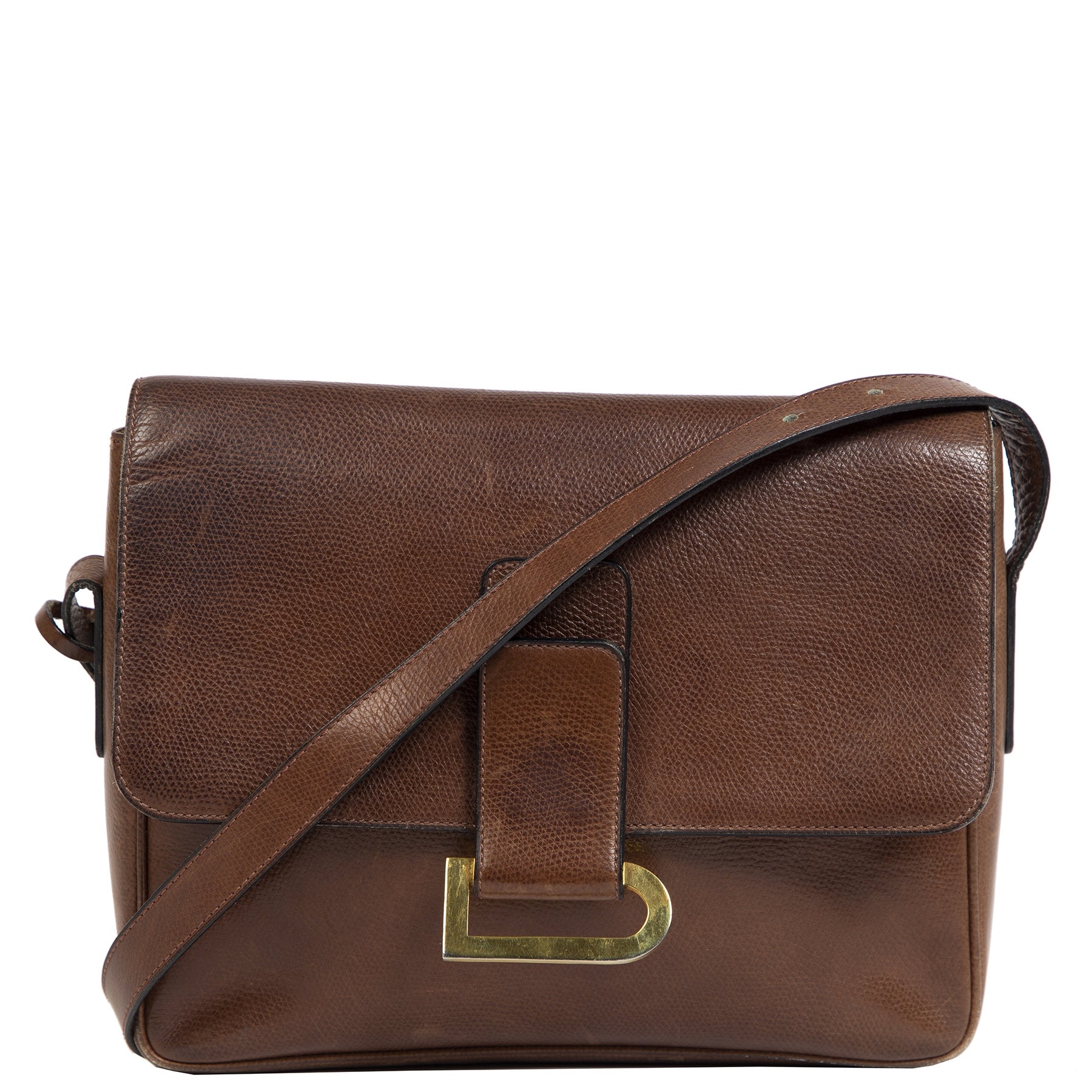 Authentieke Tweedehands Delvaux Cognac poirier Shoulder Bag juiste prijs veilig online shoppen luxe merken webshop winkelen Antwerpen België mode fashion