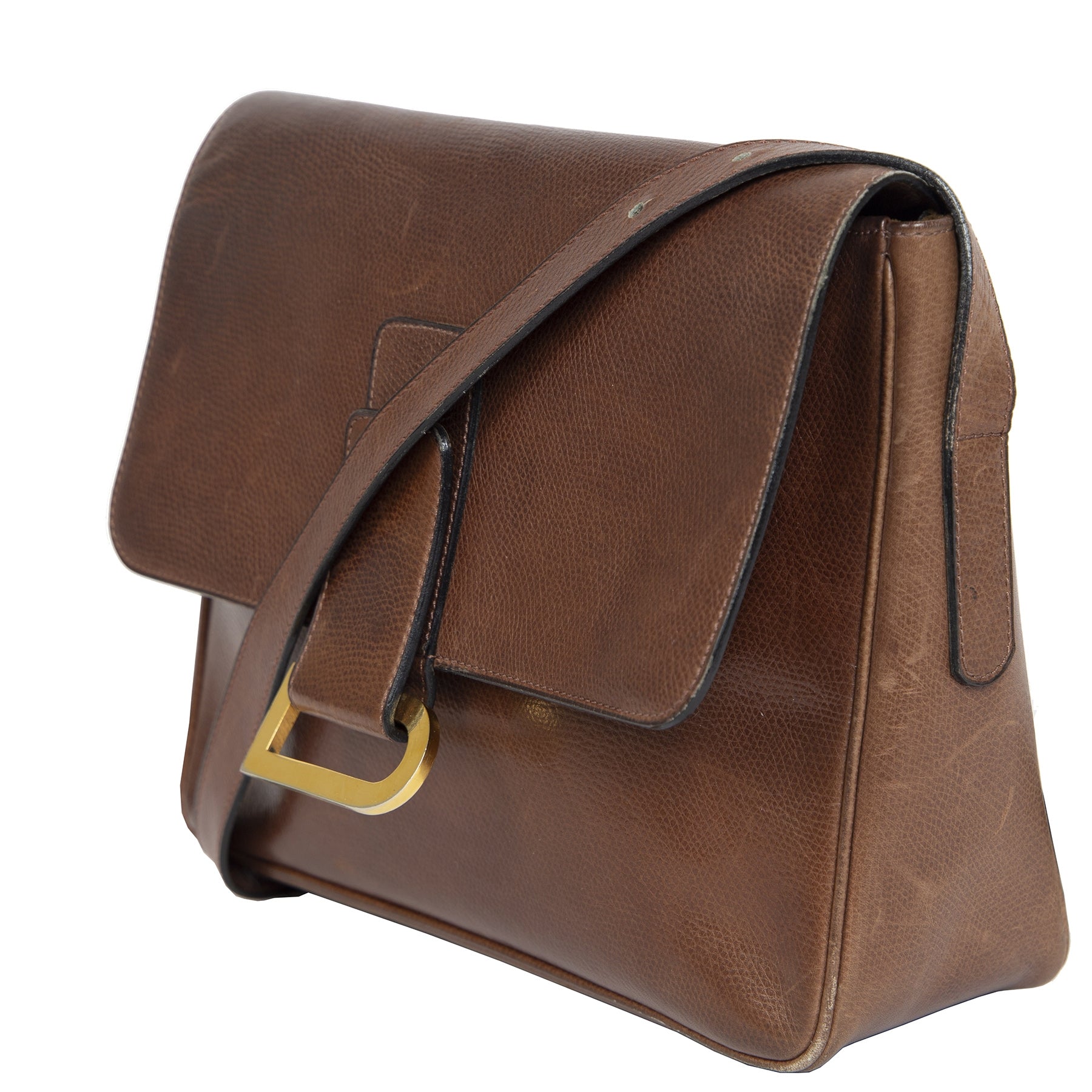 Authentieke Tweedehands Delvaux Cognac poirier Shoulder Bag juiste prijs veilig online shoppen luxe merken webshop winkelen Antwerpen België mode fashion
