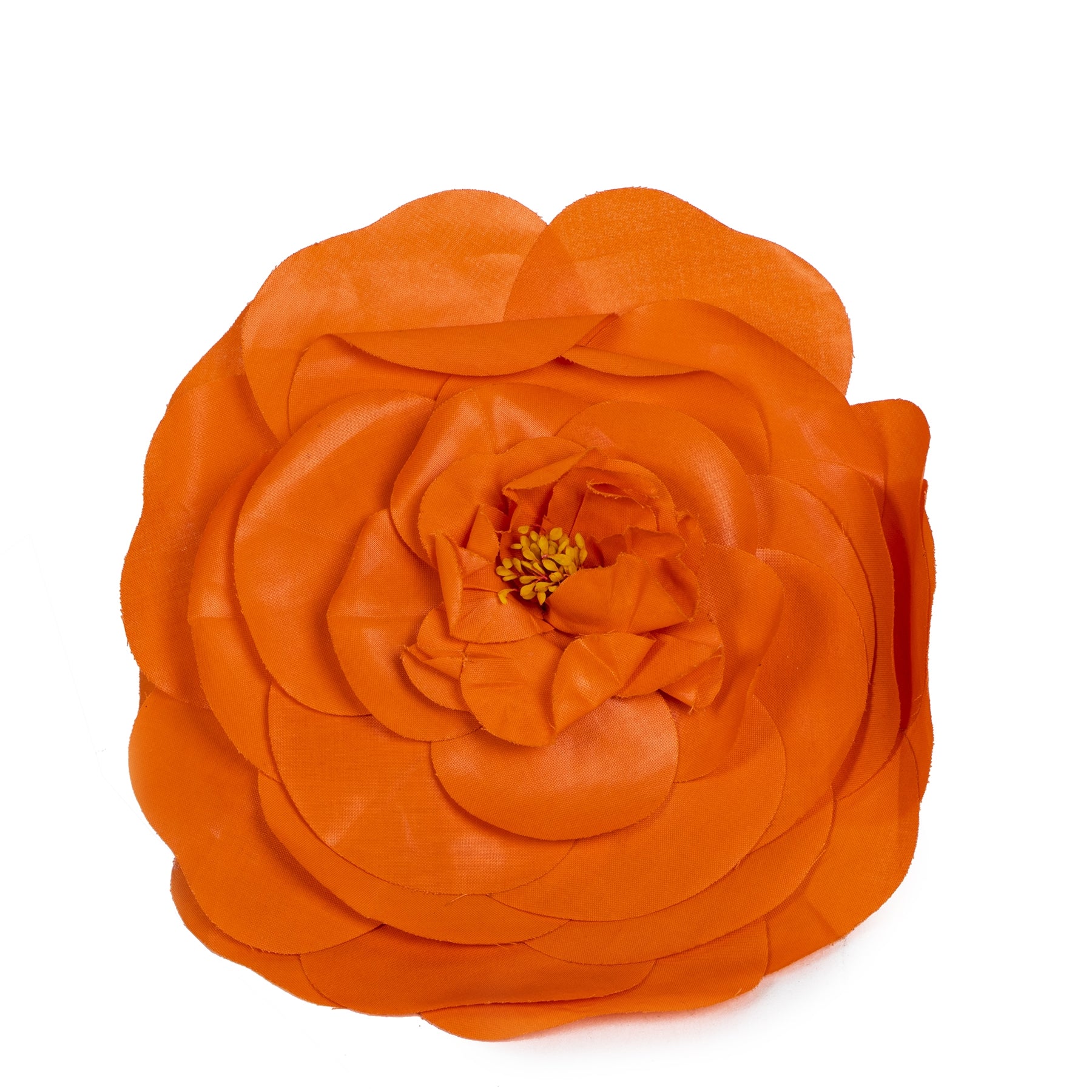 Chanel Orange Camellia Flower Brooch Pin