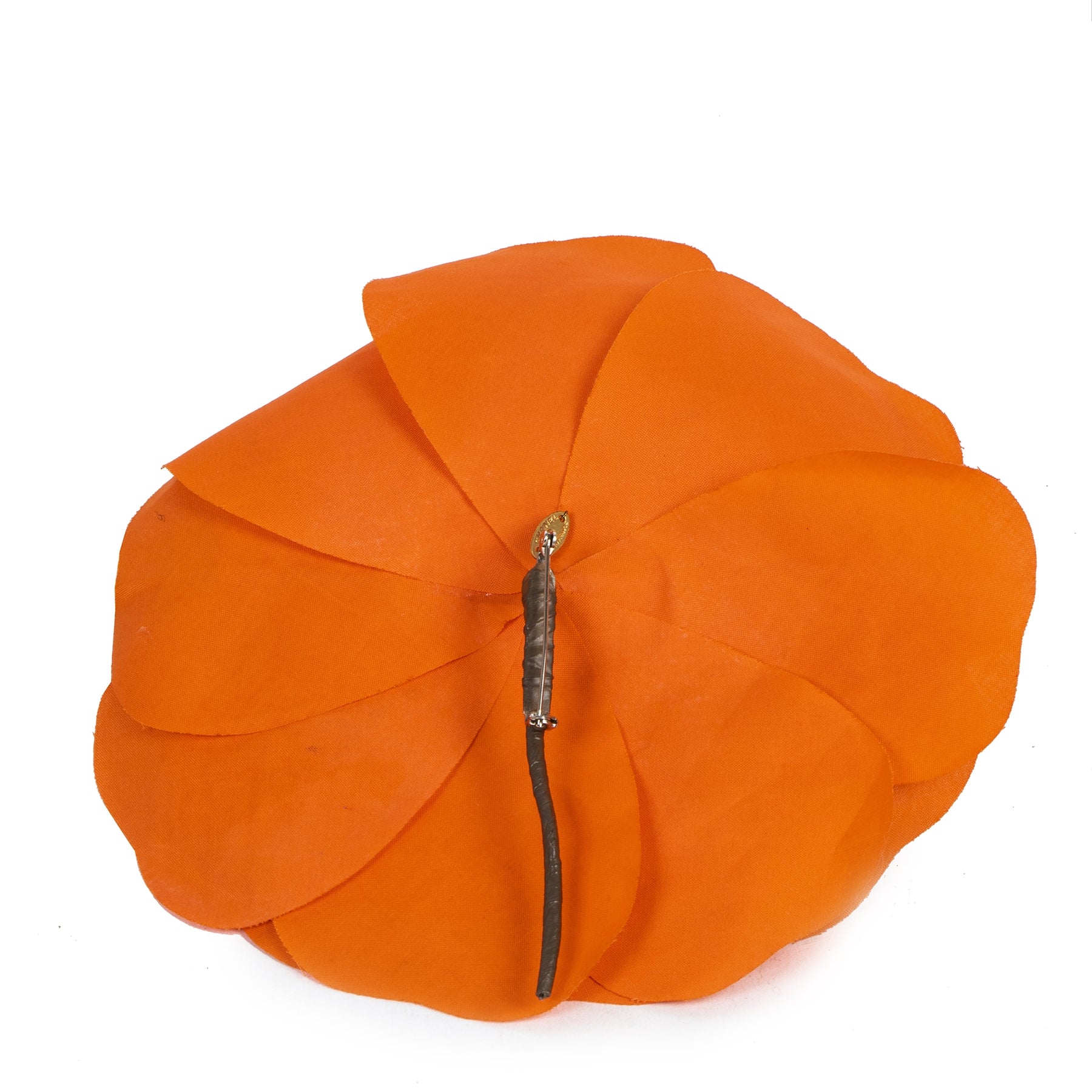 Authentic second-hand vintage Chanel Orange Camellia Flower Brooch Pin buy online webshop LabelLOV