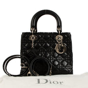 Dior Black Cannage Ruffle Trim Medium Lady Dior Bag
