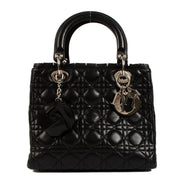 Dior Black Cannage Ruffle Trim Medium Lady Dior Bag