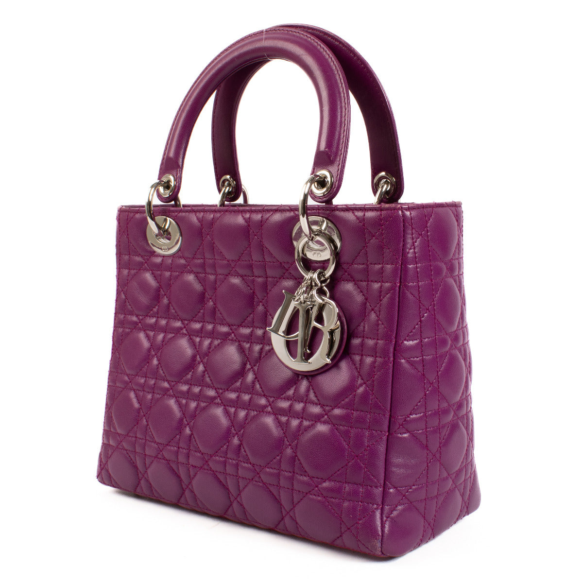 Christian Dior Purple Cannage Medium Lady Dior Bag aan de beste prijs bij Labellov tweedehands luxe in Antwerpen en Knokke