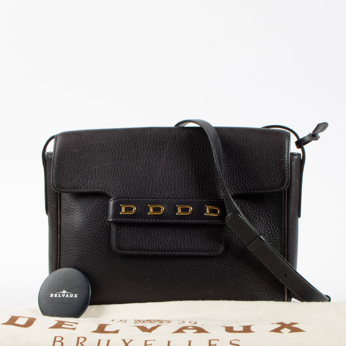 Shop this authentic Delvaux Black Leather Frimaire Crossbody Bag by Labellov.com