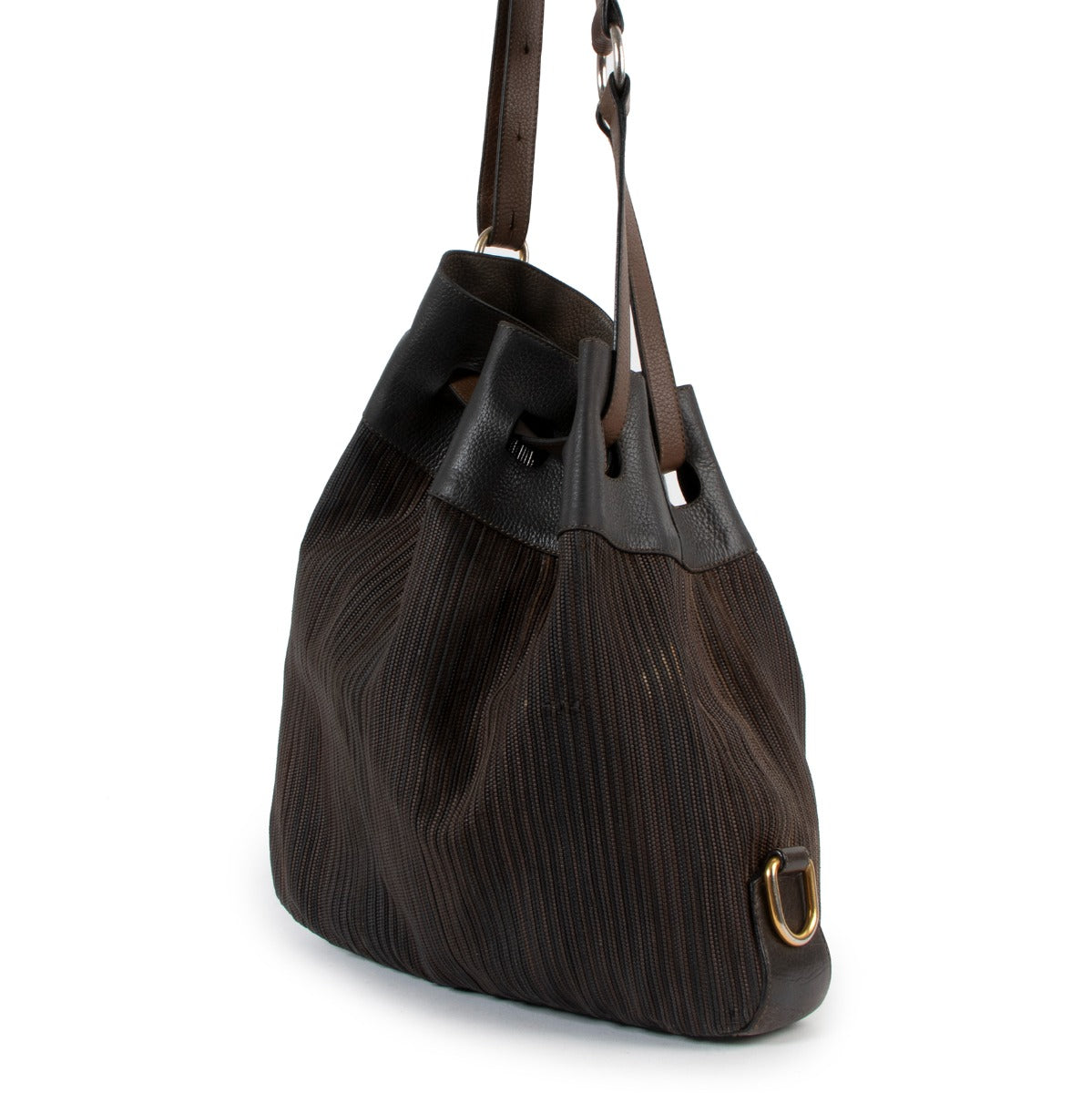 Delvaux Brown Catogan Toile de Cuir Shoulder Bag