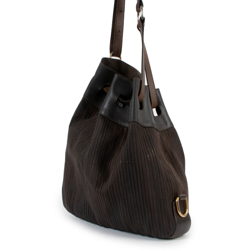 Delvaux Brown Catogan Toile de Cuir Shoulder Bag