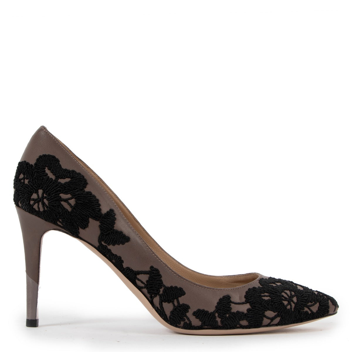Escarpins brodés taupe Valentino Garavani - Taille 37