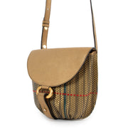 Buy online authentic second hand Delvaux Gold Toile de Cuir Listrac PM Crossbody Bag in very good condition at Labellov in Antwerp