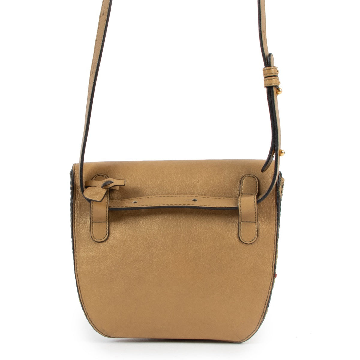 Buy online authentic second hand Delvaux Gold Toile de Cuir Listrac PM Crossbody Bag in very good condition at Labellov in Antwerp