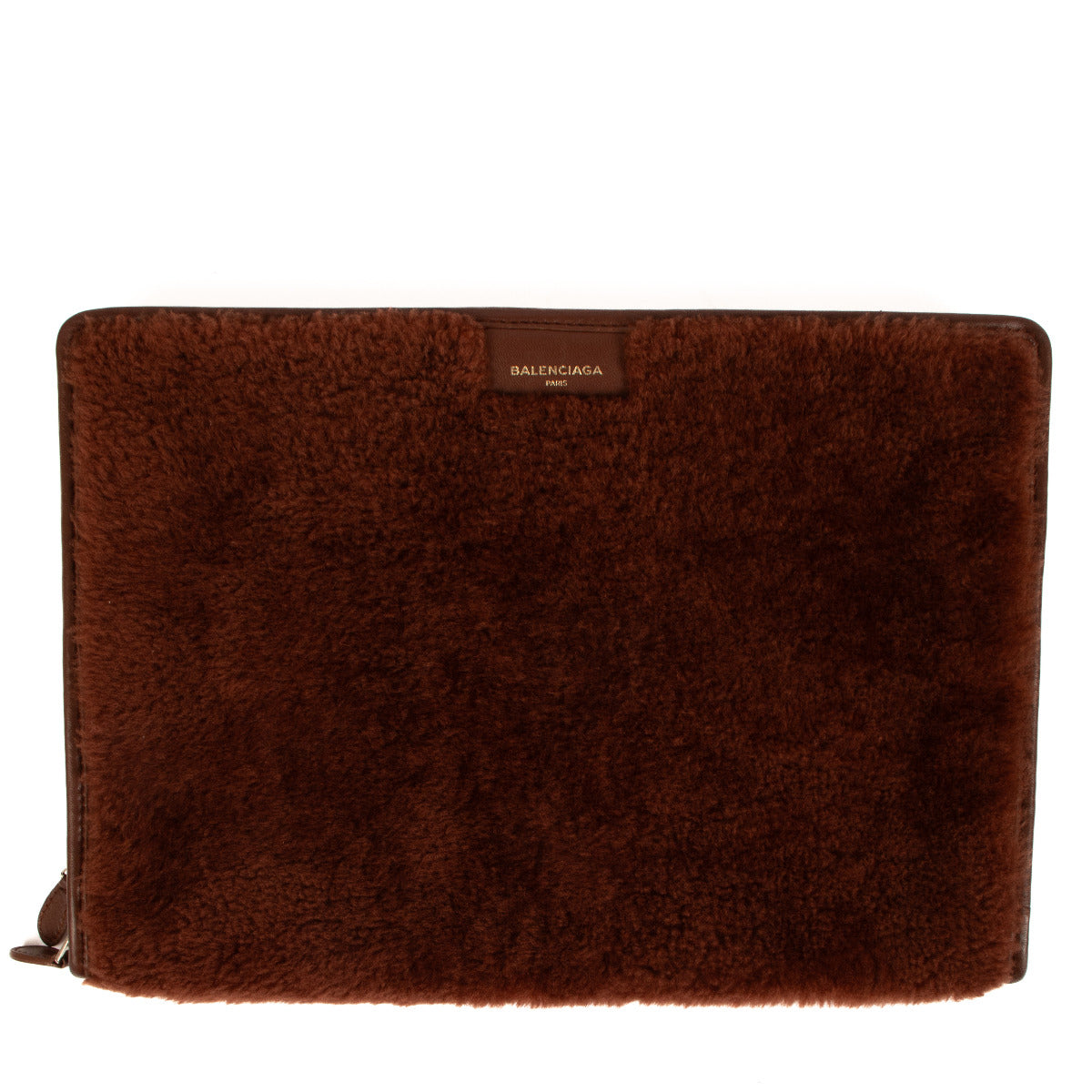 Sac pochette Balenciaga en fourrure bordeaux