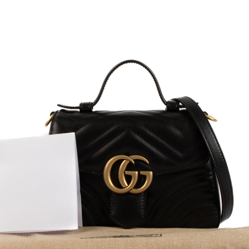 Shop safe online at Labellov in Antwerp, Brussels and Knokke this 100% authentic second hand Gucci Black Matelasse GG Marmont Mini Handbag