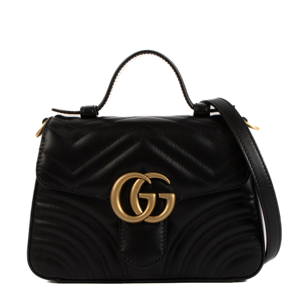 Shop safe online at Labellov in Antwerp, Brussels and Knokke this 100% authentic second hand Gucci Black Matelasse GG Marmont Mini Handbag