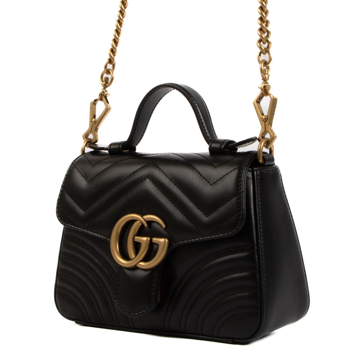 Shop safe online at Labellov in Antwerp, Brussels and Knokke this 100% authentic second hand Gucci Black Matelasse GG Marmont Mini Handbag