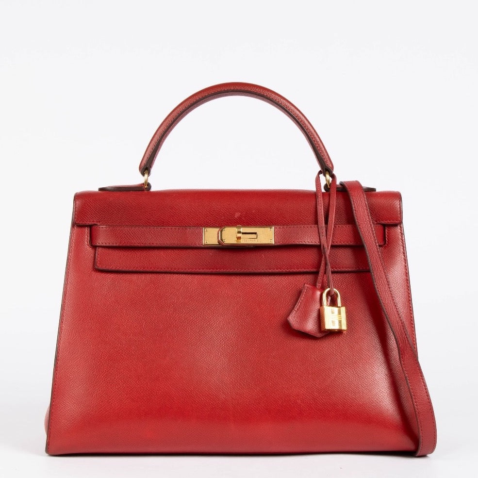 Hermès Kelly 32 Rouge Vif Courchevel GHW