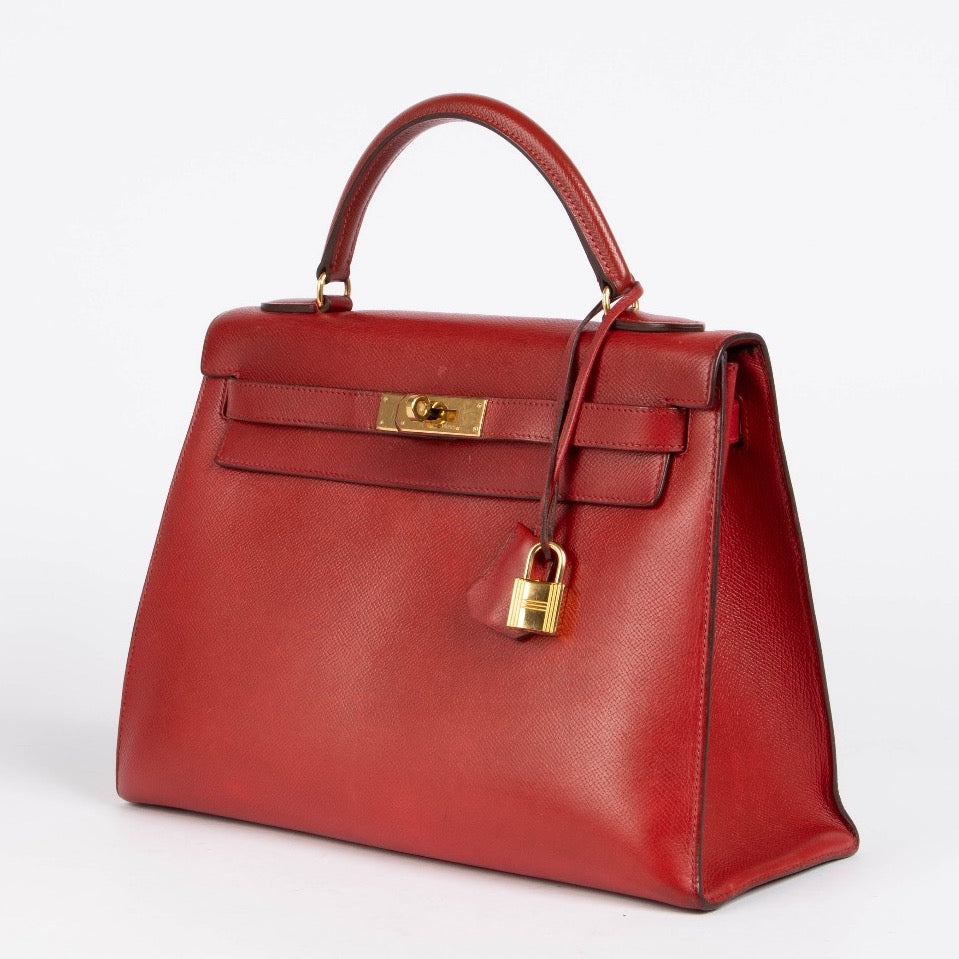 Hermès Kelly 32 Rouge Vif Courchevel GHW