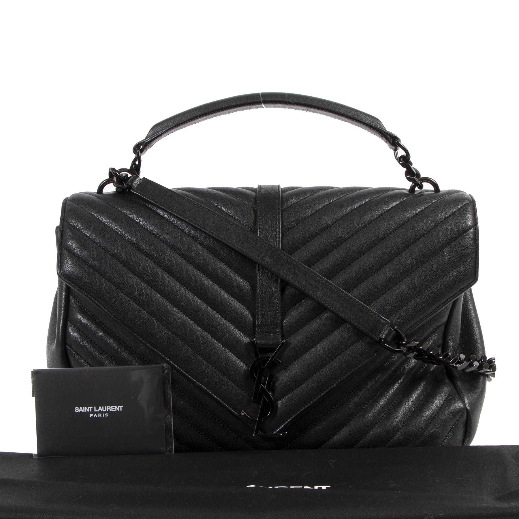 Authentic secondhand Saint Laurent So Black College Large Bag designer bags luxury vintage webshop fashion designer brands safe secure online shopping