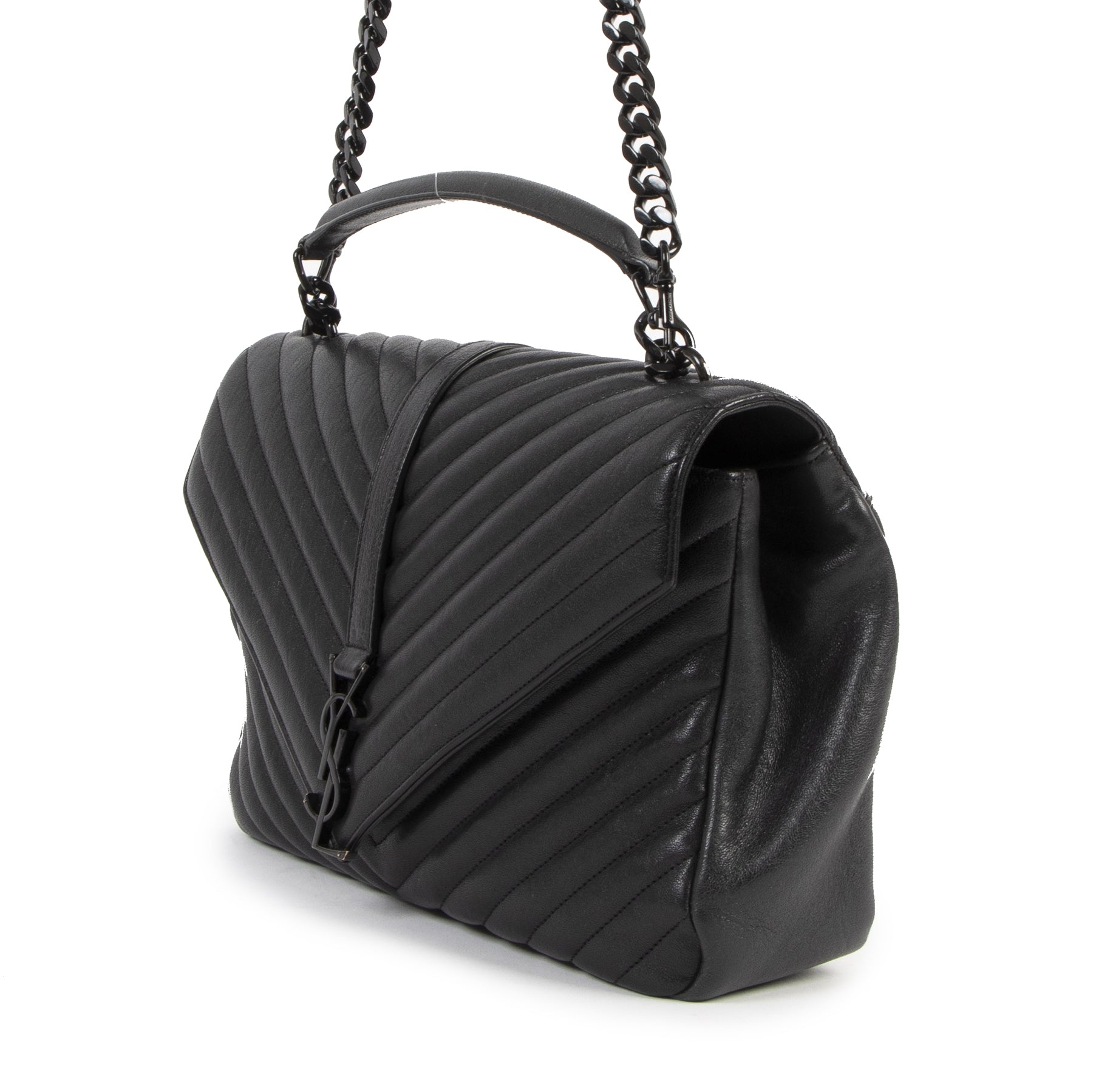 Authentieke Tweedehands Saint Laurent So Black College Large Bag juiste prijs veilig online shoppen luxe merken webshop winkelen Antwerpen België mode fashion