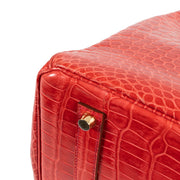 Shop safe online at Labellov in Antwerp this 100% authentic Hermès Birkin 35 Bougainvillier Crocodile Porosus GHW