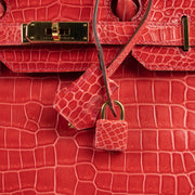 Hermès Birkin 35 Bougainvillier Shiny Crocodile Porosus Lisse Gold Hardware