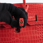Hermès Birkin 35 Bougainvillier Shiny Crocodile Porosus Lisse Gold Hardware