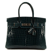 Shop authentic second hand Hermès Birkin 30 Bleu Colvert Shiny Porosus Crocodile on www.labellov.com