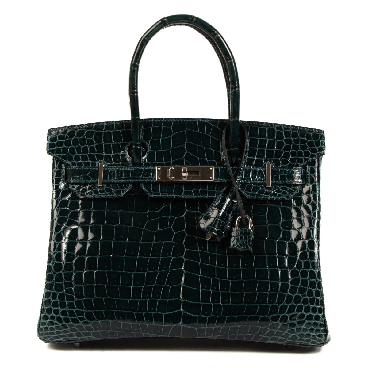 Shop authentic second hand Hermès Birkin 30 Bleu Colvert Shiny Porosus Crocodile on www.labellov.com