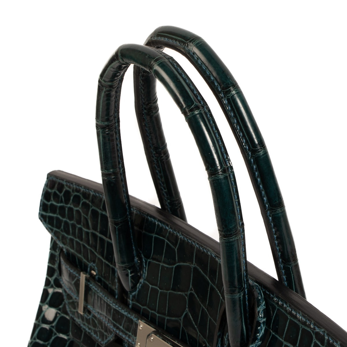 Hermès 2017 Birkin 30 Bleu Colvert Shiny Porosus Crocodile