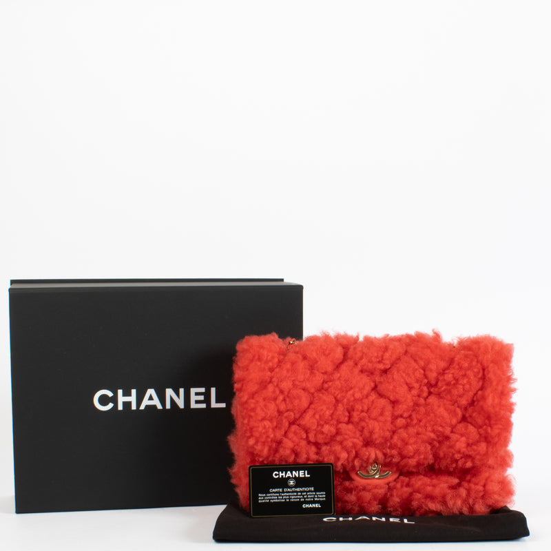 Chanel Rode Shearling Classic Flap Bag
