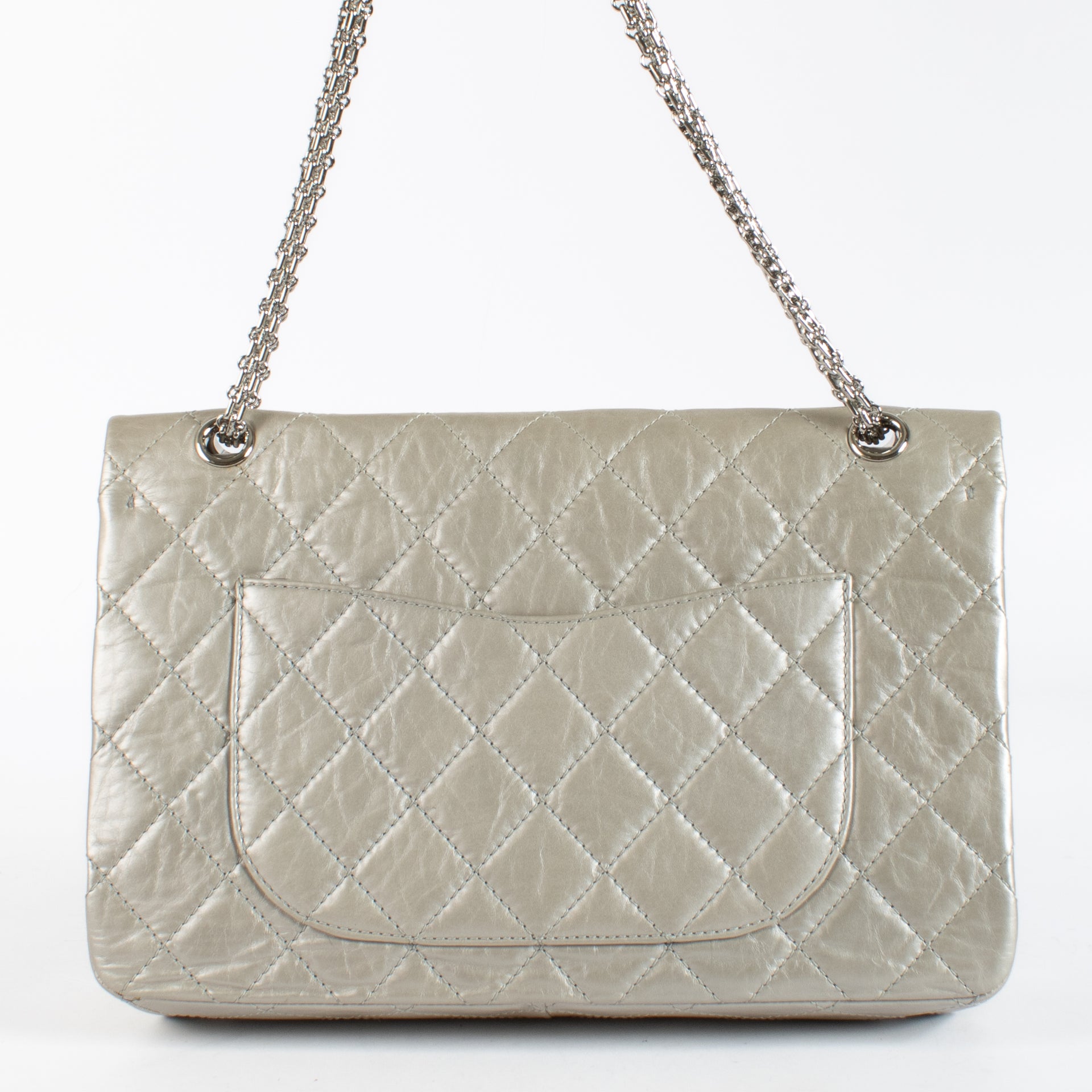 Chanel Silver Aged Calfskin Maxi Reissue 2.55 Bag