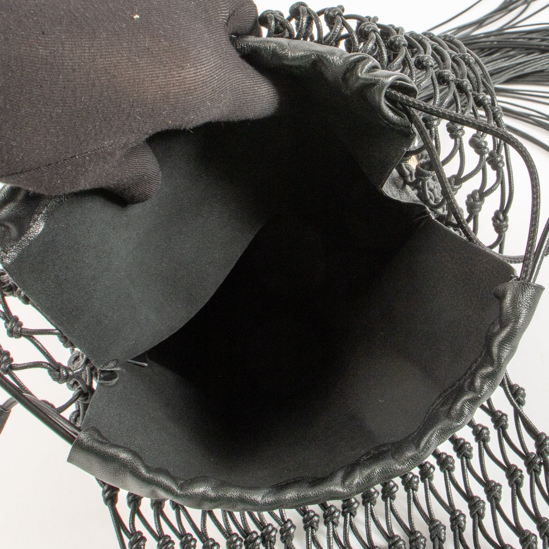 Jil Sander Bamboo Handle Macramé Fringe Bag