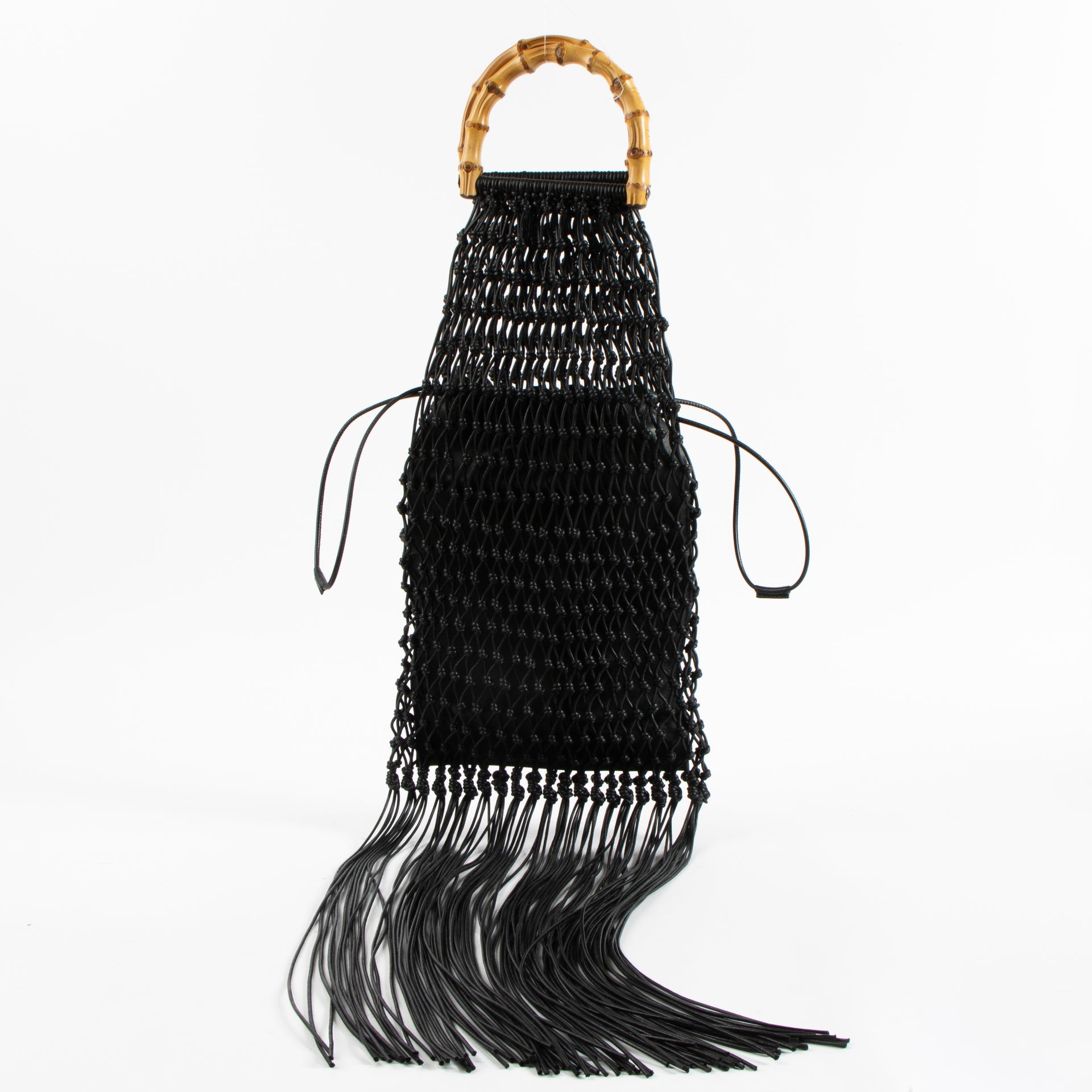 Jil Sander Bamboo Handle Macramé Fringe Bag