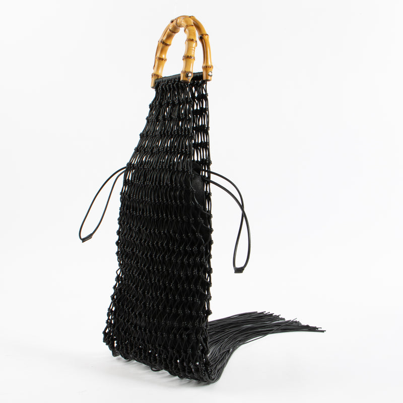 Jil Sander Bamboo Handle Macramé Fringe Bag