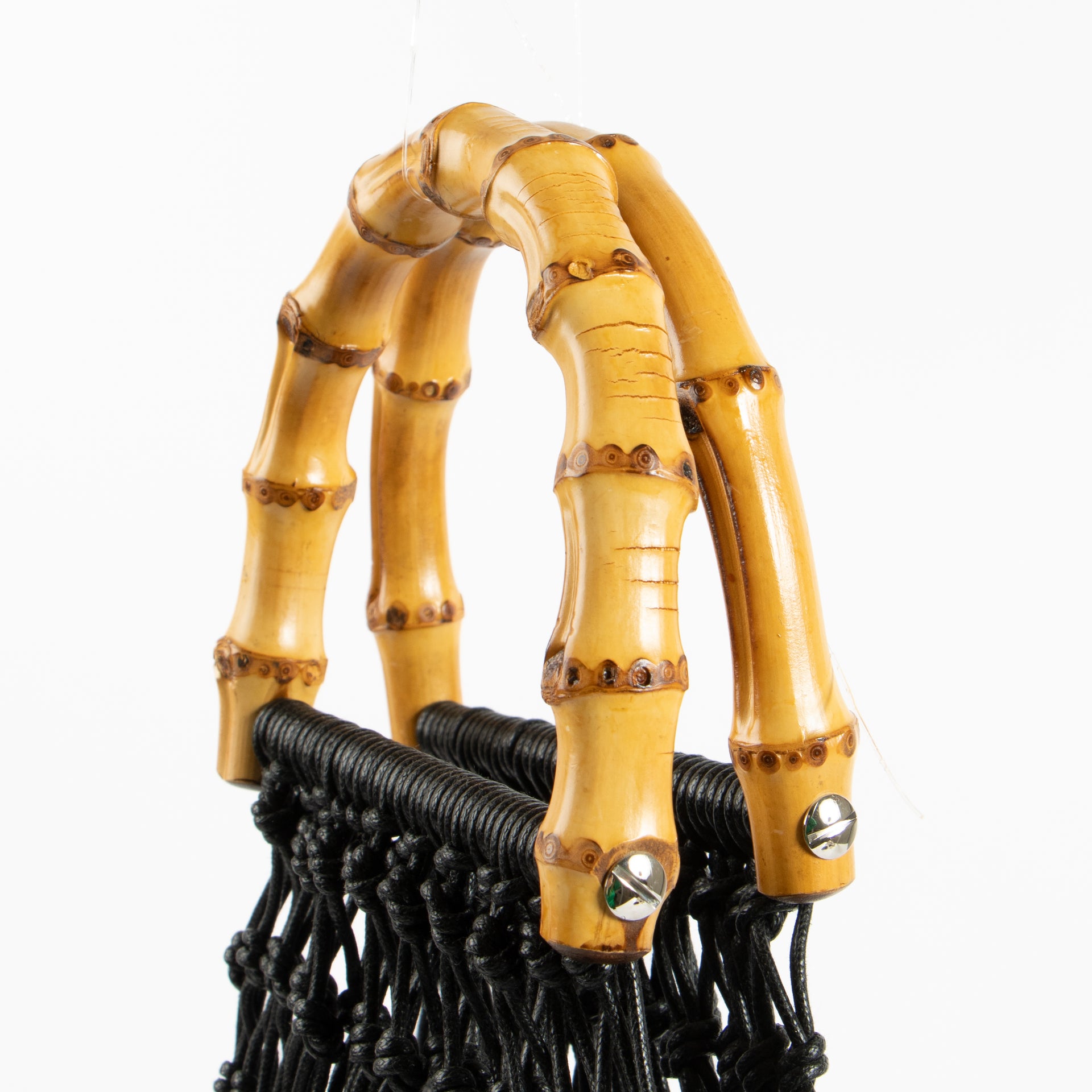 Jil Sander Bamboo Handle Macramé Fringe Bag