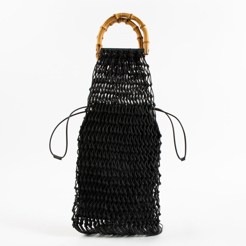 Jil Sander Bamboo Handle Macramé Fringe Bag