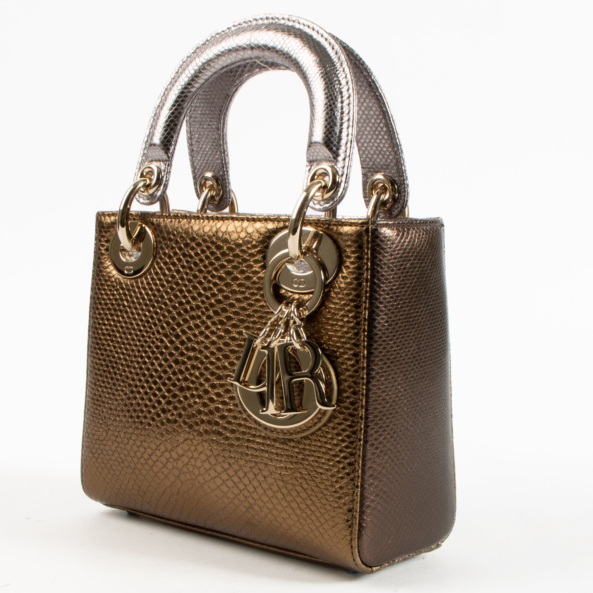 Christian Dior Metallic Tricolor Karung Snakeskin Mini Lady Dior Bag