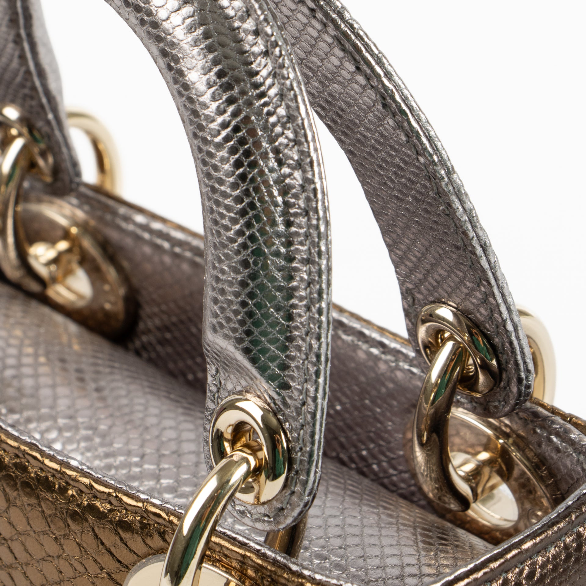 Christian Dior Metallic Tricolor Karung Snakeskin Mini Lady Dior Bag