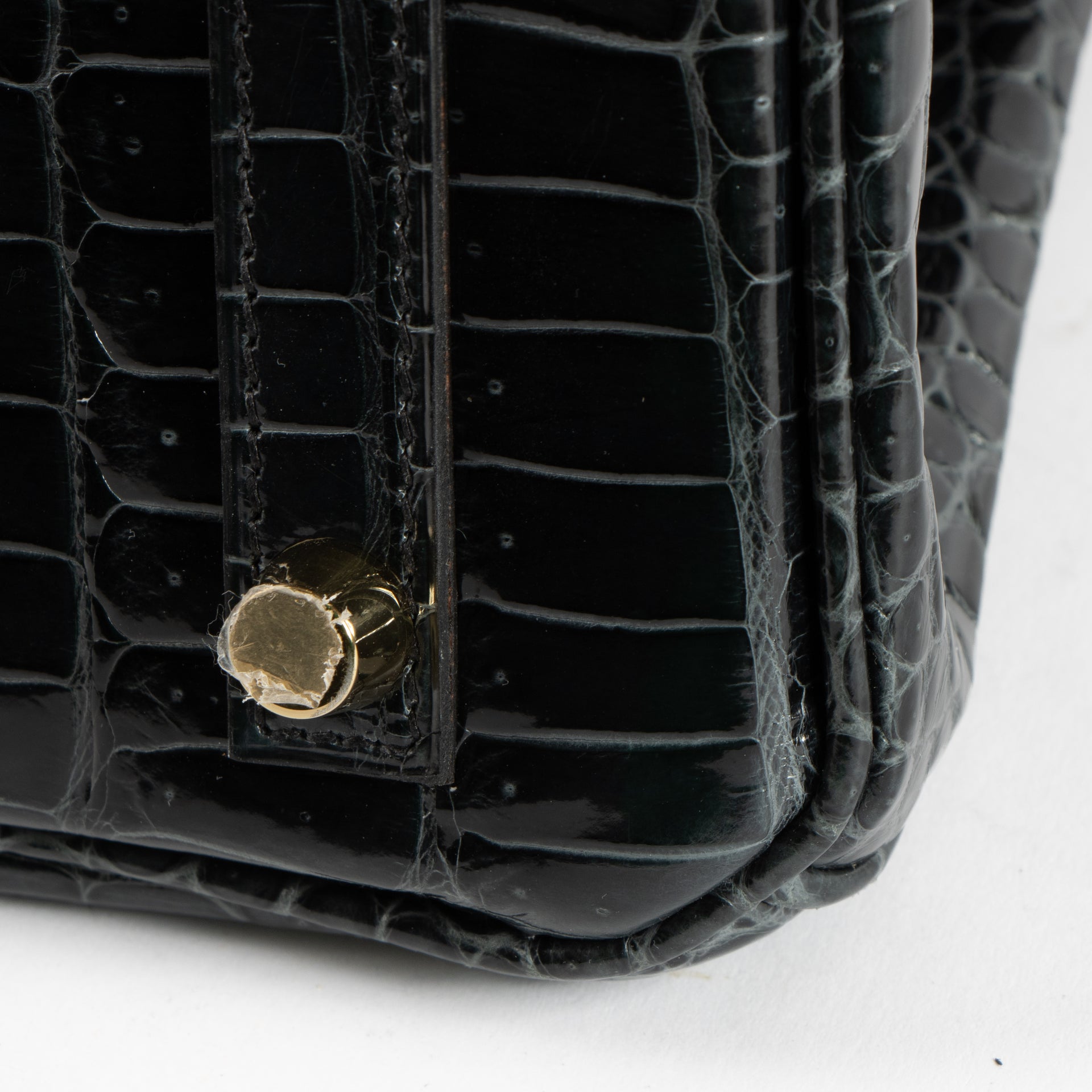 Hermès Birkin 25 Vert Rousseau Shiny Crocodile Porosus GHW
