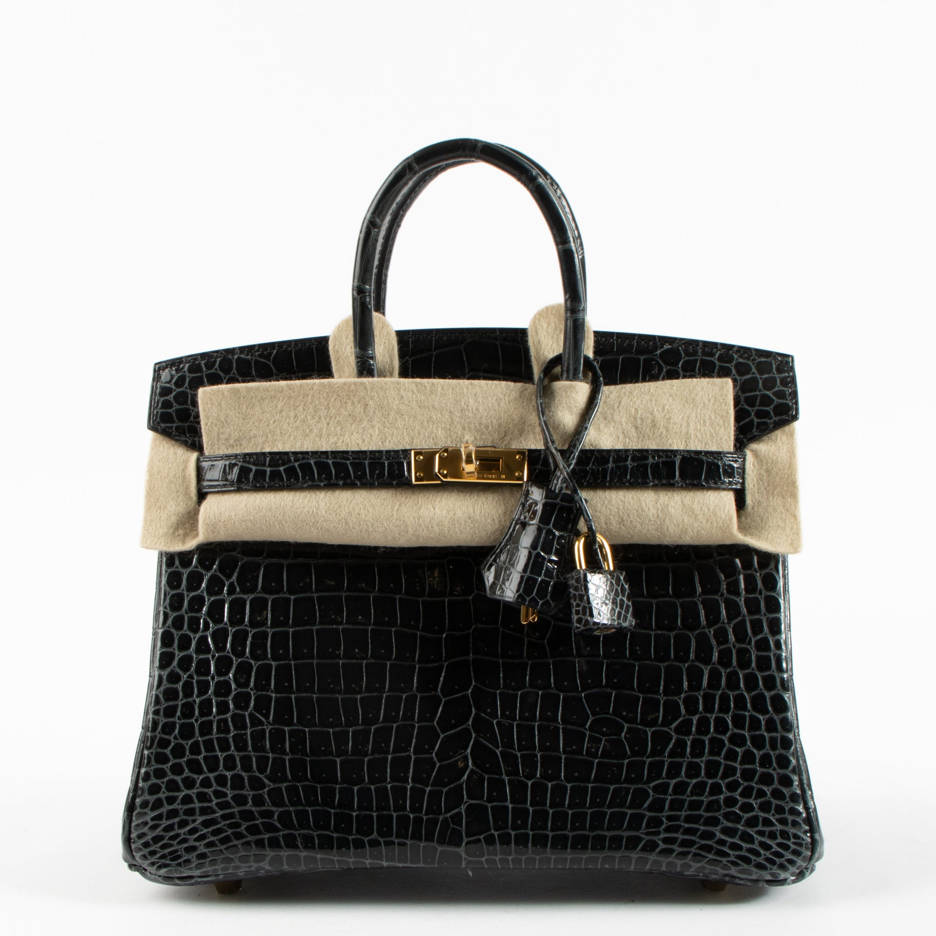 Hermès Birkin 25 Vert Rousseau Shiny Crocodile Porosus GHW