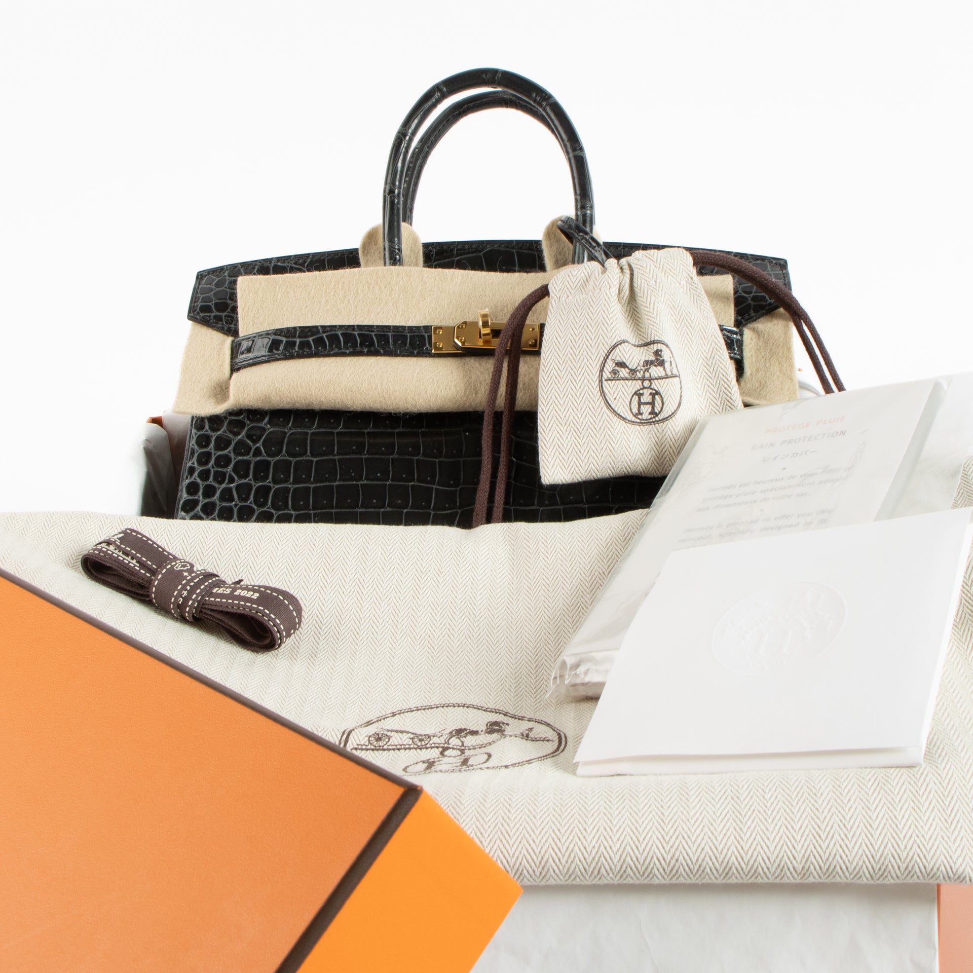 Hermès Birkin 25 Vert Rousseau Shiny Crocodile Porosus GHW