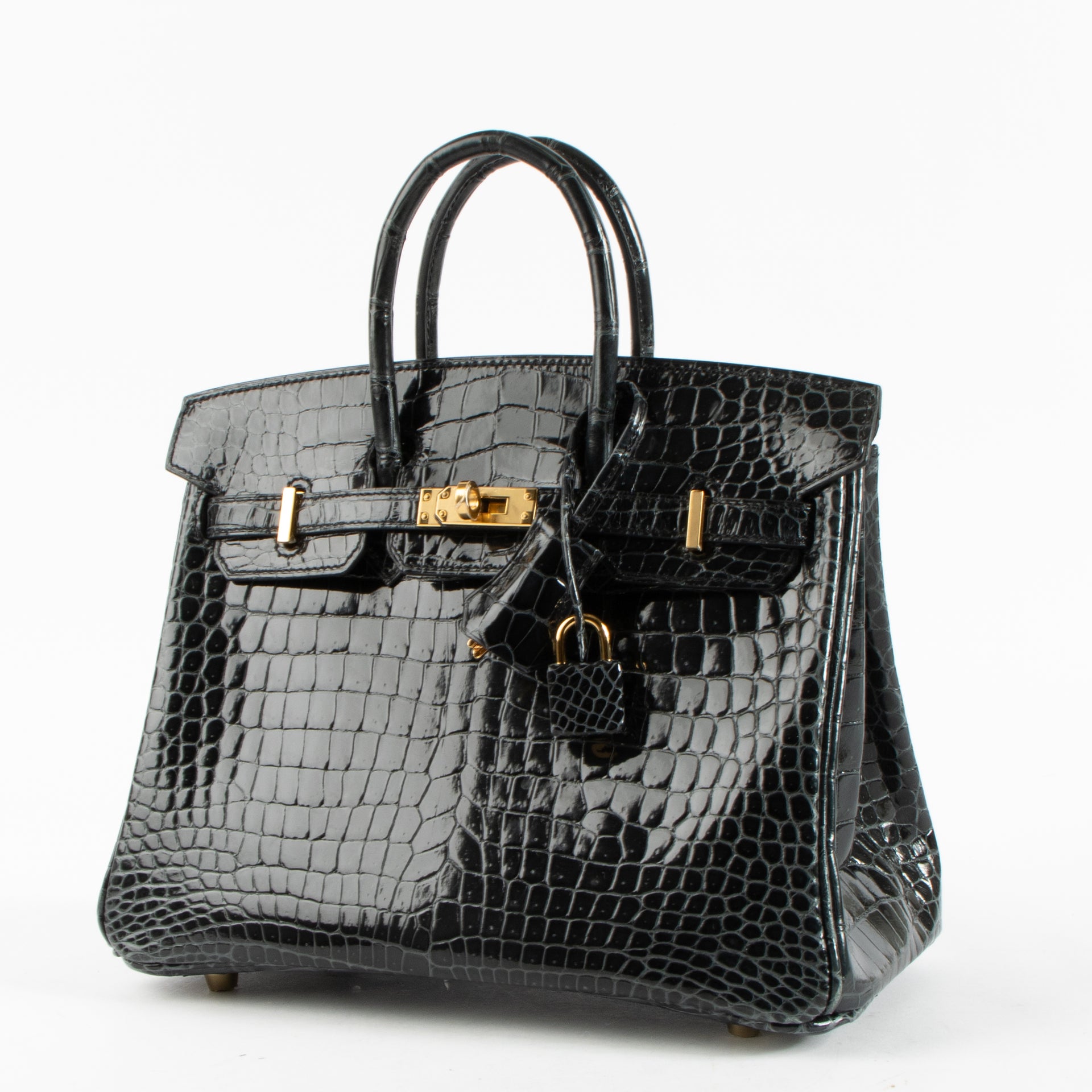 Hermès Birkin 25 Vert Rousseau Shiny Crocodile Porosus GHW