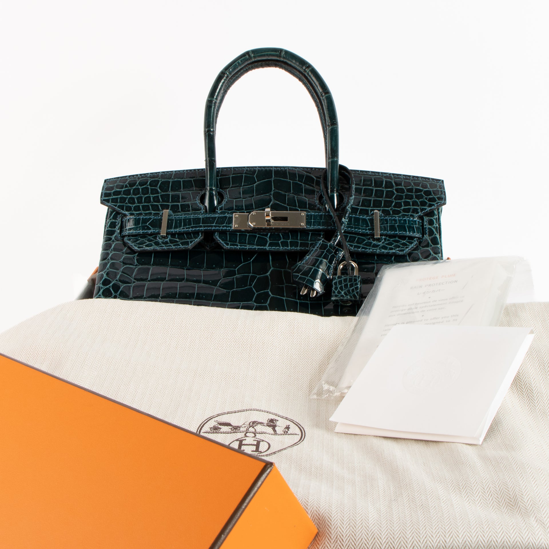 Hermès Birkin 30 Bleu Colvert Crocodile Porosus PHW
