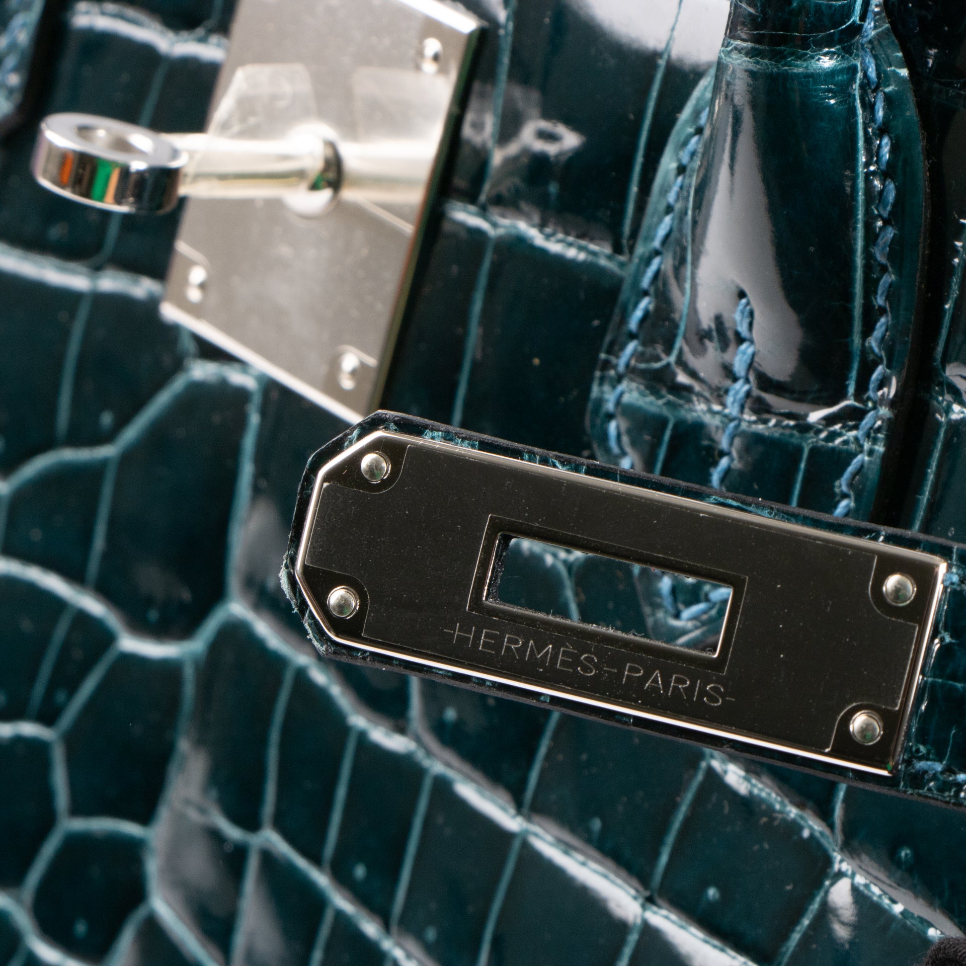 Hermès Birkin 30 Bleu Colvert Crocodile Porosus PHW