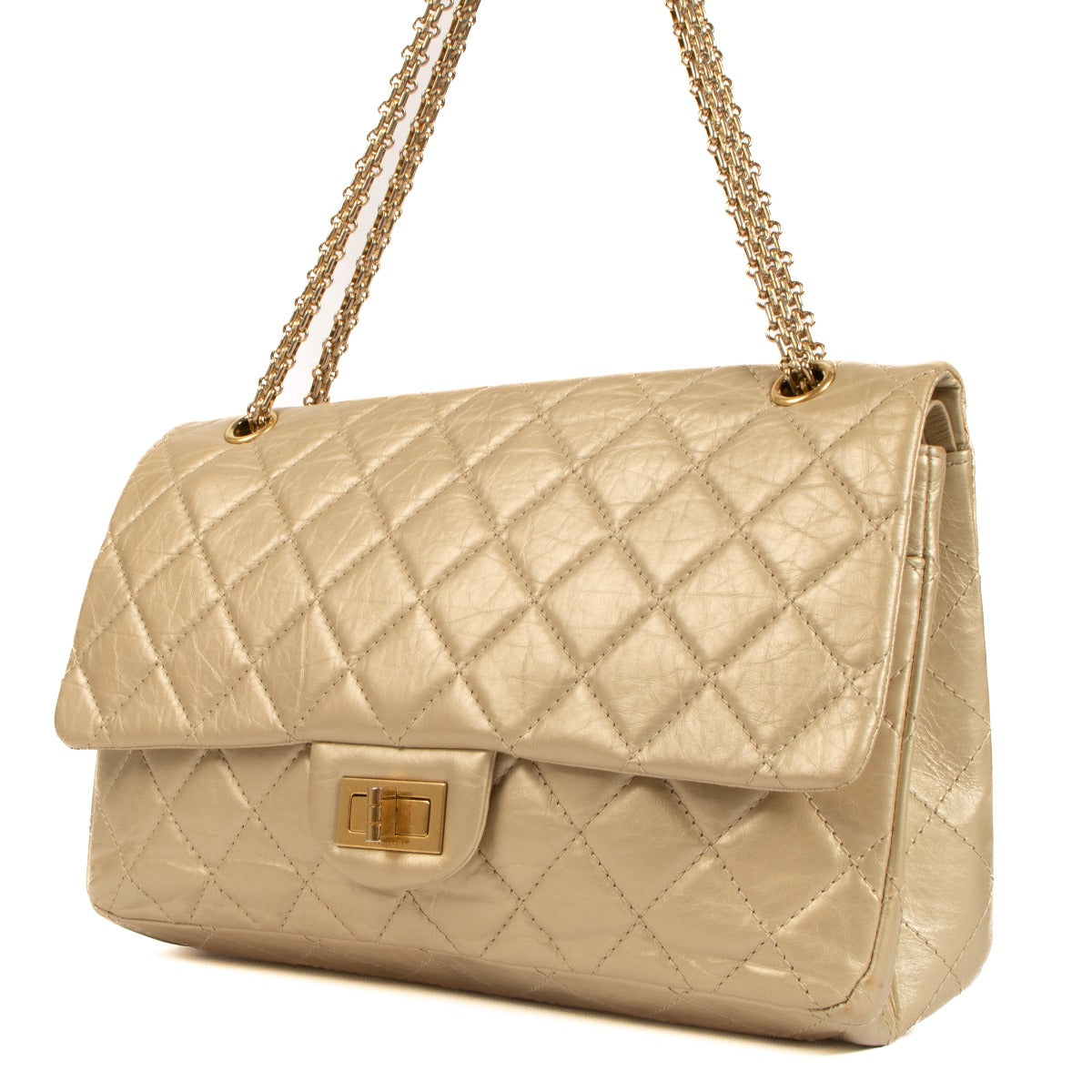 shop 100% authentic second hand Chanel Light Gold Maxi 2.55 Bag on Labellov.com