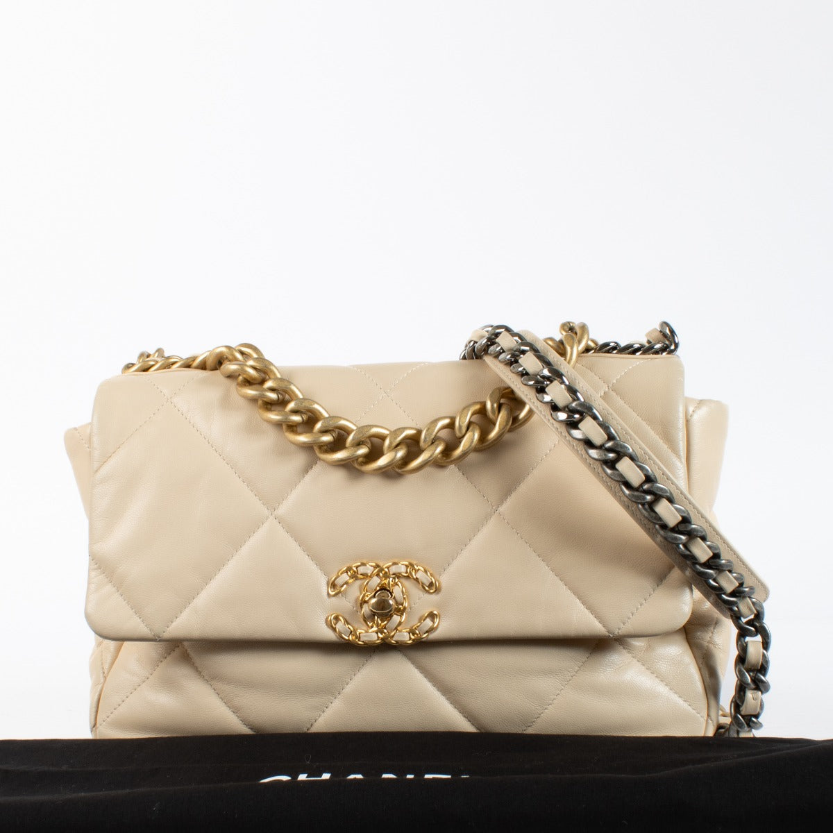 Authentic pre-loved Chanel Beige Large Chanel 19 Bag on Labellov.com