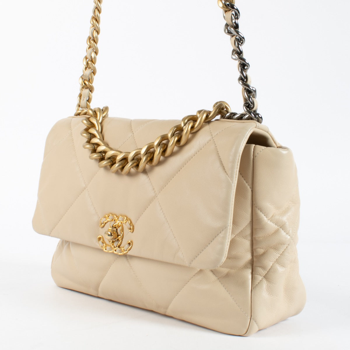 Authentic pre-loved Chanel Beige Large Chanel 19 Bag on Labellov.com